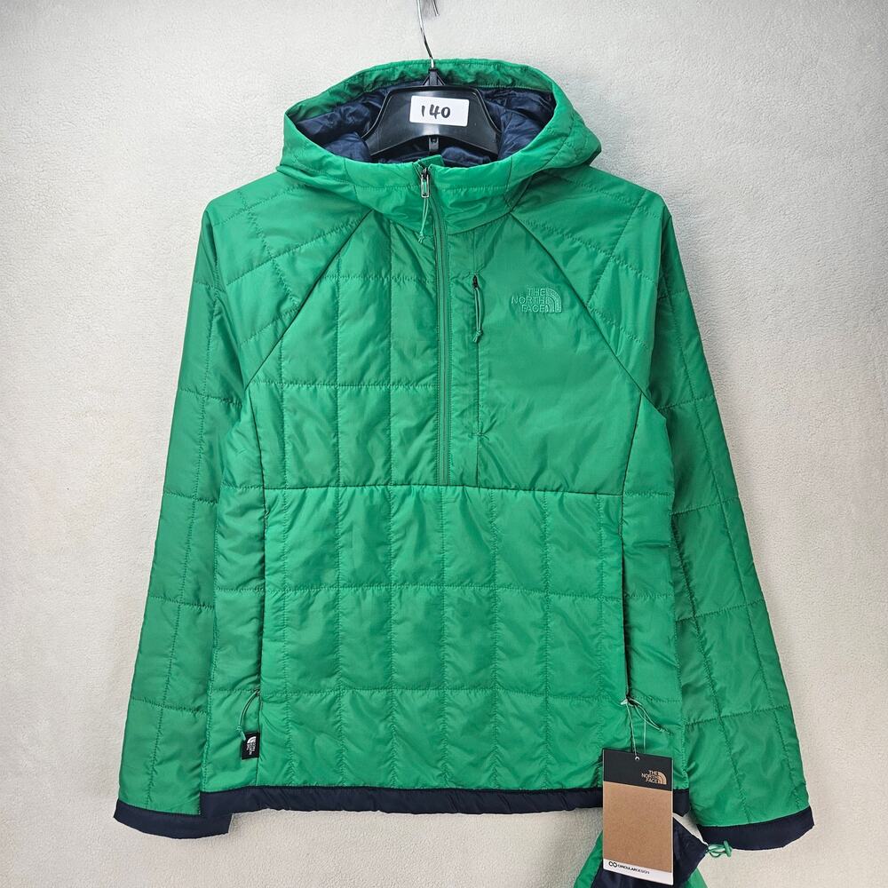 THE NORTH FACE WOMEN'S XS CIRCALOFT 1/4 ZIP PULLOVER HOODED QUILTED EMERALD